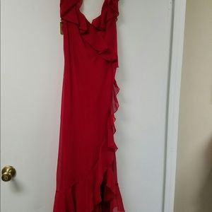 Red ruffled dress